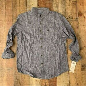Dockers men’s denim blue long sleeve button up shirt regular fit - M